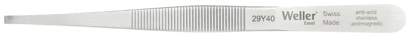 Pęseta ze stali nierdzewnej o delikatnym czubku, z napisem 'Weller Stainless', odpowiednia do precyzyjnych prac elektronicznych.