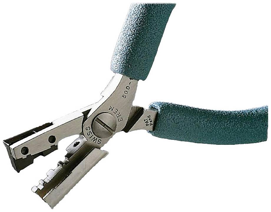 Szczypce do ściągania izolacji z zielonym uchwytem, przeznaczone do usuwania powłok izolacyjnych z przewodów i kabli w instalacjach elektrycznych.