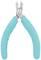 Szczypce z jasnoniebieskimi uchwytami, odpowiednie do precyzyjnego cięcia przewodów i drobnych elementów metalowych, nazwa marki widoczna na szczypcach.