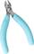 Szczypce z turkusowymi uchwytami, odpowiednie do cięcia przewodów lub małych elementów metalowych, wykazują solidną budowę i precyzję.