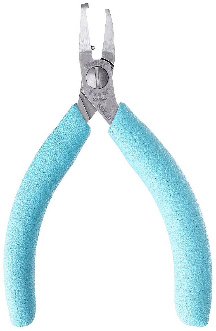 Szczypce z niebieskimi, ergonomicznymi uchwytami i metalowymi szczękami.