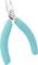 Szczypce z turkusowymi uchwytami, odpowiednie do precyzyjnego cięcia cienkich przewodów.