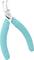 Małe, turkusowe szczypce z gumowanymi uchwytami, odpowiednie do precyzyjnych prac w elektronice lub modelarstwie.