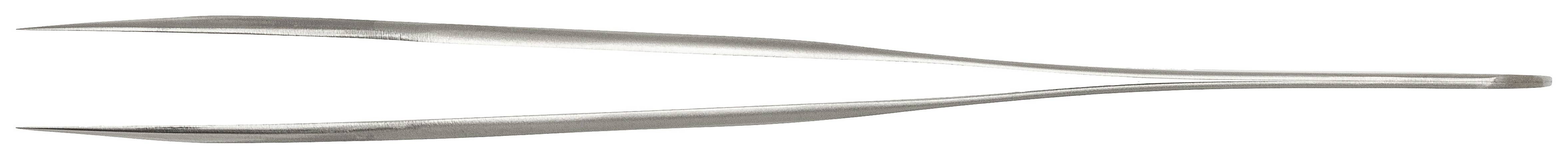 Smukła metalowa pinceta z zaokrąglonymi końcówkami, odpowiednia do precyzyjnego manipulowania małymi obiektami.