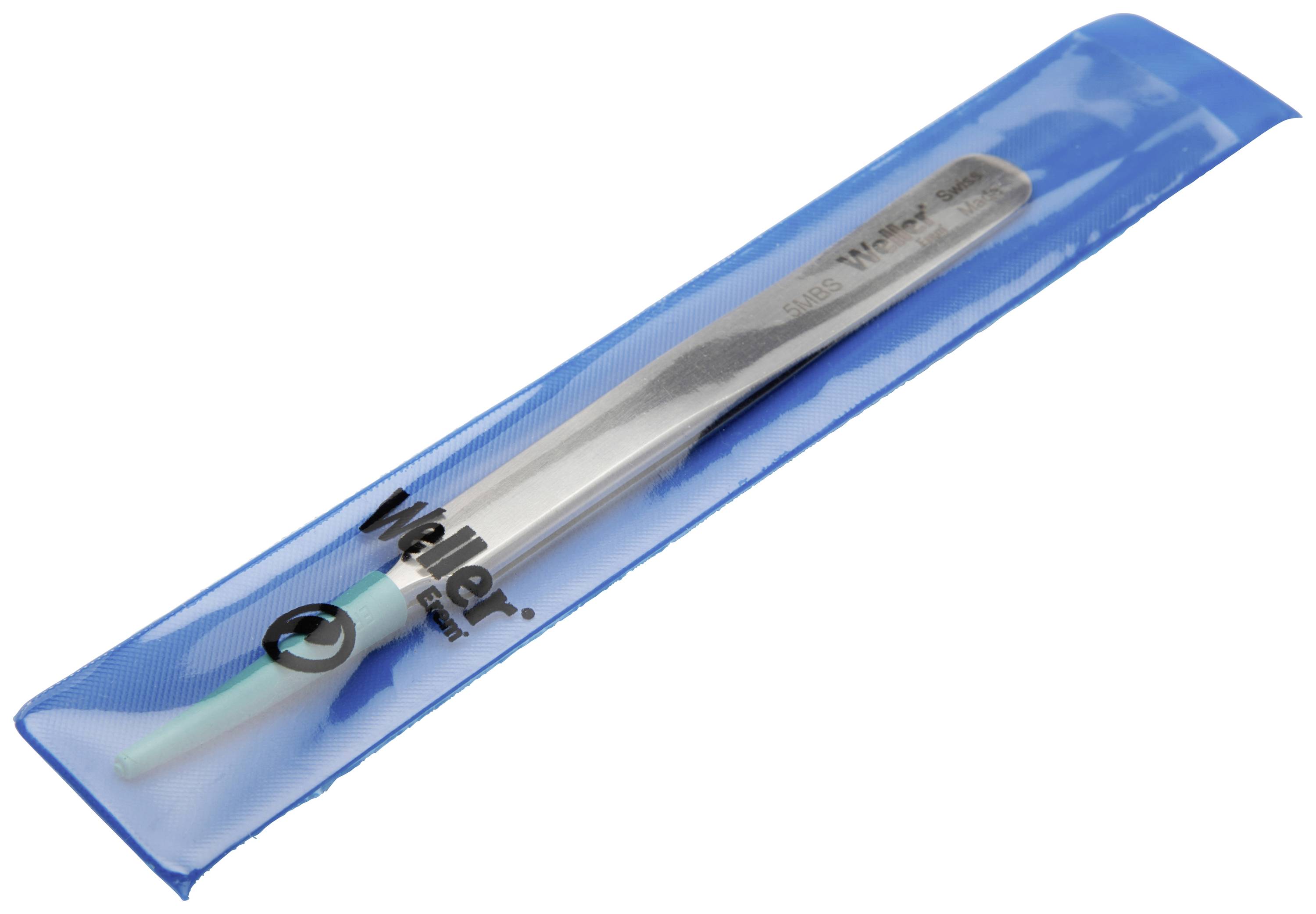 Pęseta w niebieskim opakowaniu.