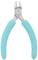 Szczypce z turkusowymi uchwytami, odpowiednie do precyzyjnego cięcia małych przewodów lub elementów.
