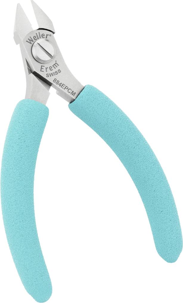 Obcinaczki boczne z turkusowymi uchwytami, odpowiednie do cięcia przewodów i drobnych elementów metalowych podczas prac elektronicznych.