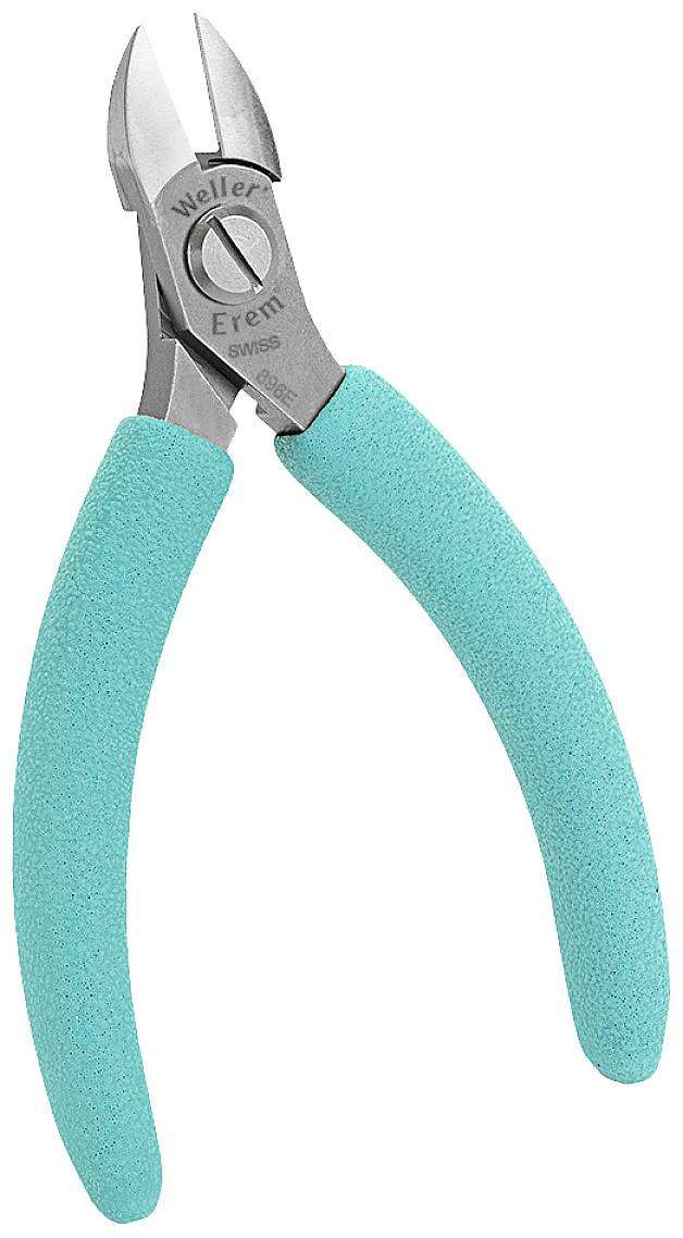 Szczypce tnące z niebieskimi uchwytami, odpowiednie do cięcia przewodów i małych elementów metalowych.