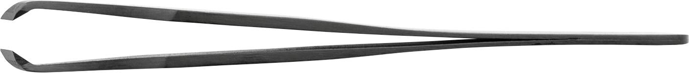 Czarna pęseta o spiczastych końcówkach.