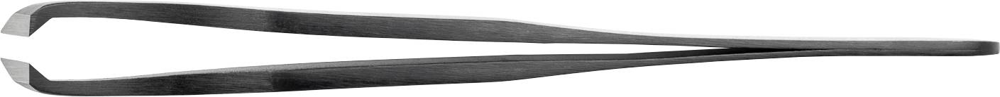Ciemna metalowa pinceta, zwężająca się ku końcowi, używana do precyzyjnego chwytania małych przedmiotów.