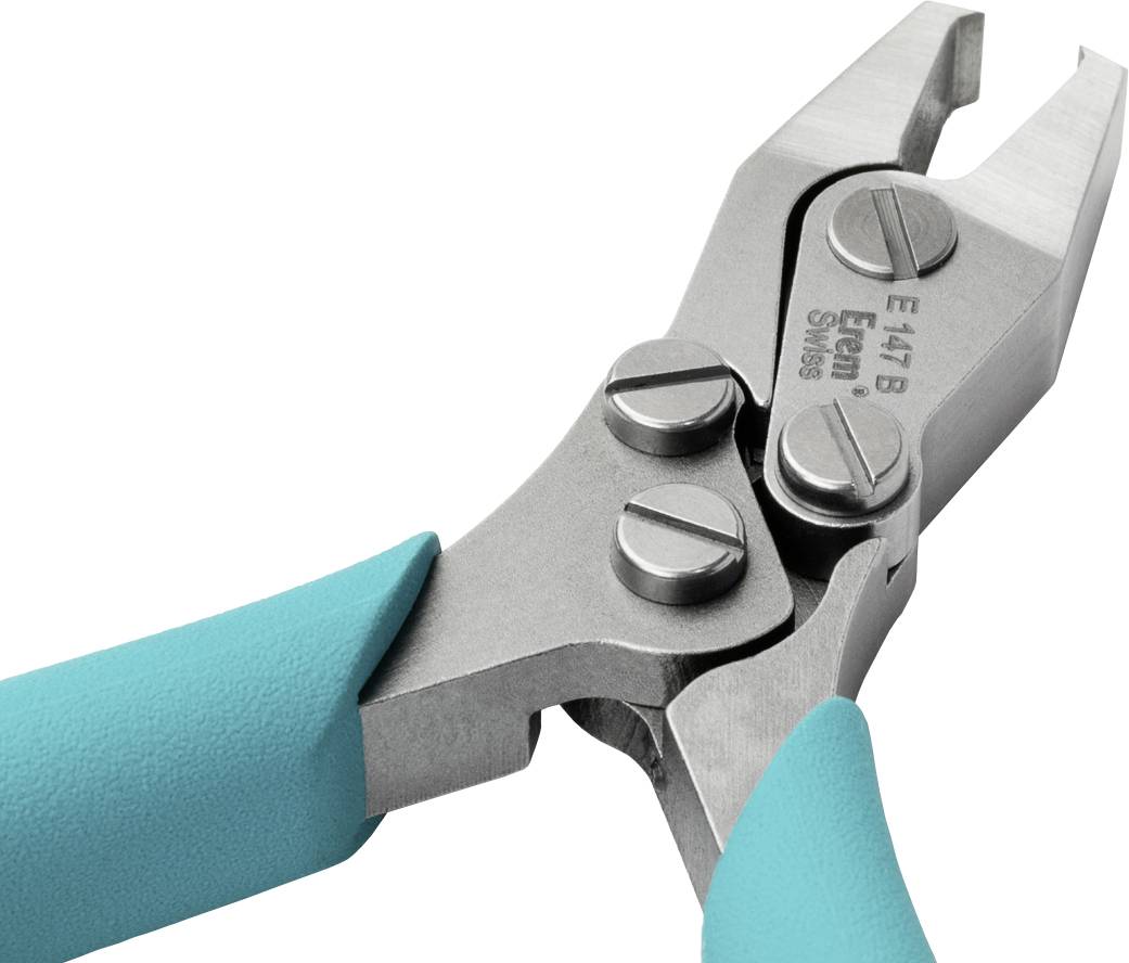 Srebrne szczypce z turkusowymi uchwytami, idealne do precyzyjnego cięcia i kształtowania drutów oraz małych elementów.