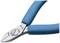 Niebieskie szczypce boczne z ergonomicznym uchwytem i srebrnym ostrzem, odpowiednie do cięcia drutu i małych kabli.