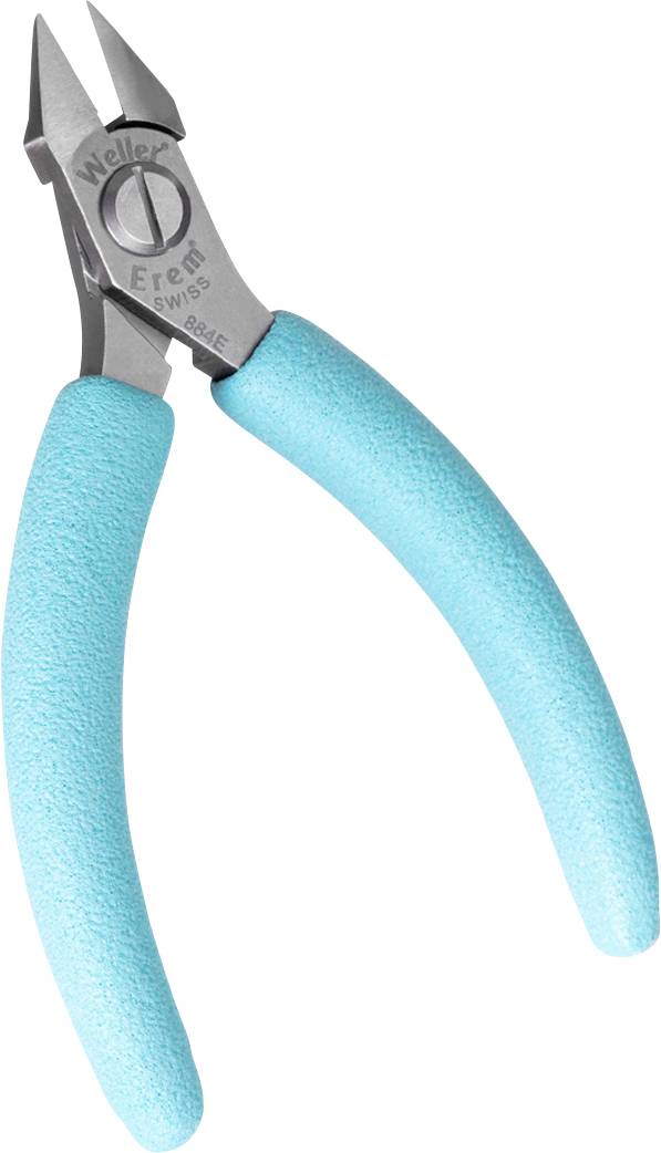 Niebieski obcinacz boczny z ostrymi ostrzami i ergonomicznym uchwytem, odpowiedni do precyzyjnych prac z drutem i delikatnych cięć.