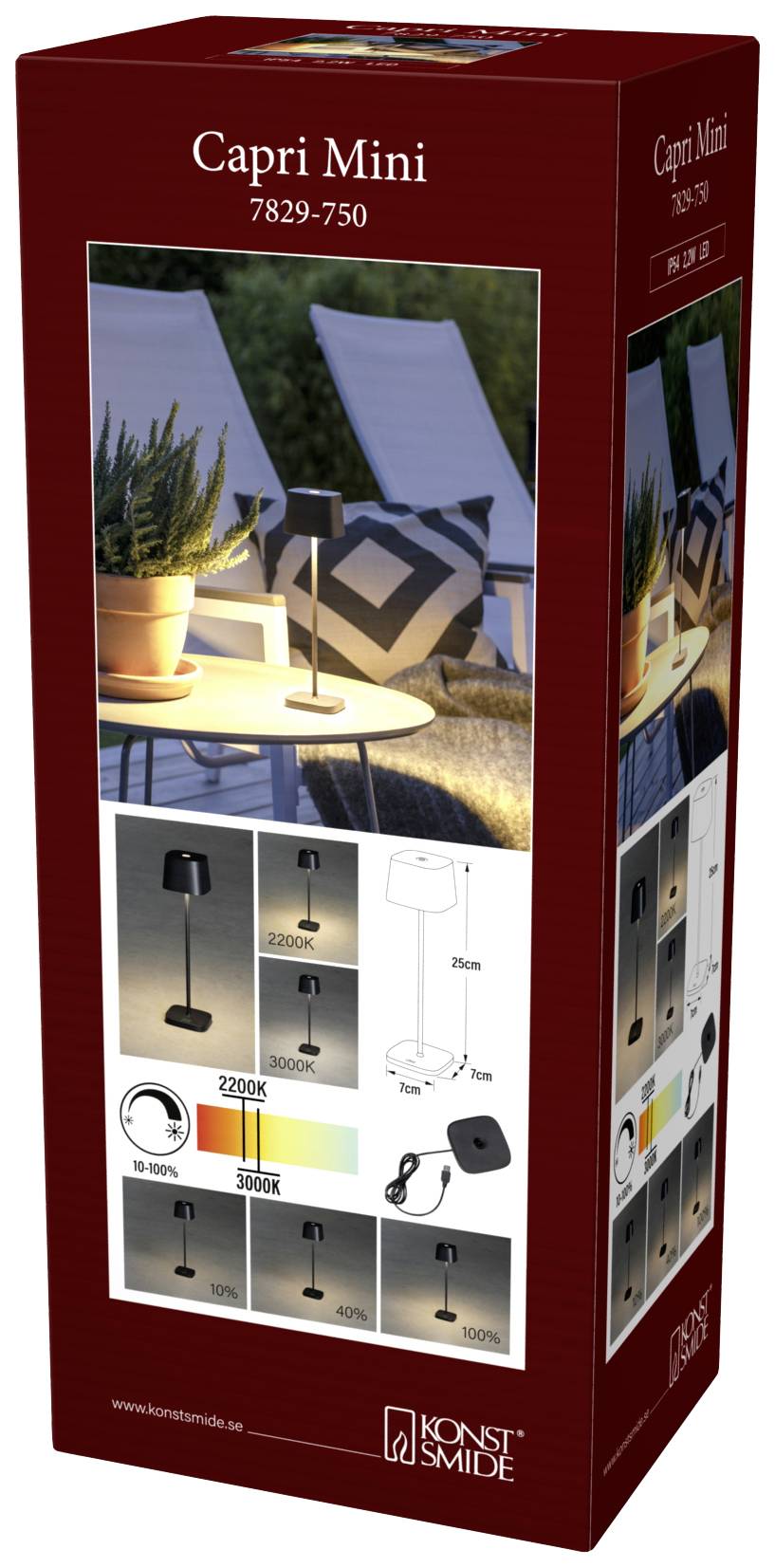 Настільна лампа Konstsmide Capri 7829-750 зі світлодіодним живленням від батарейок, 2,2 Вт, теплий білий колір, 100,00 лм