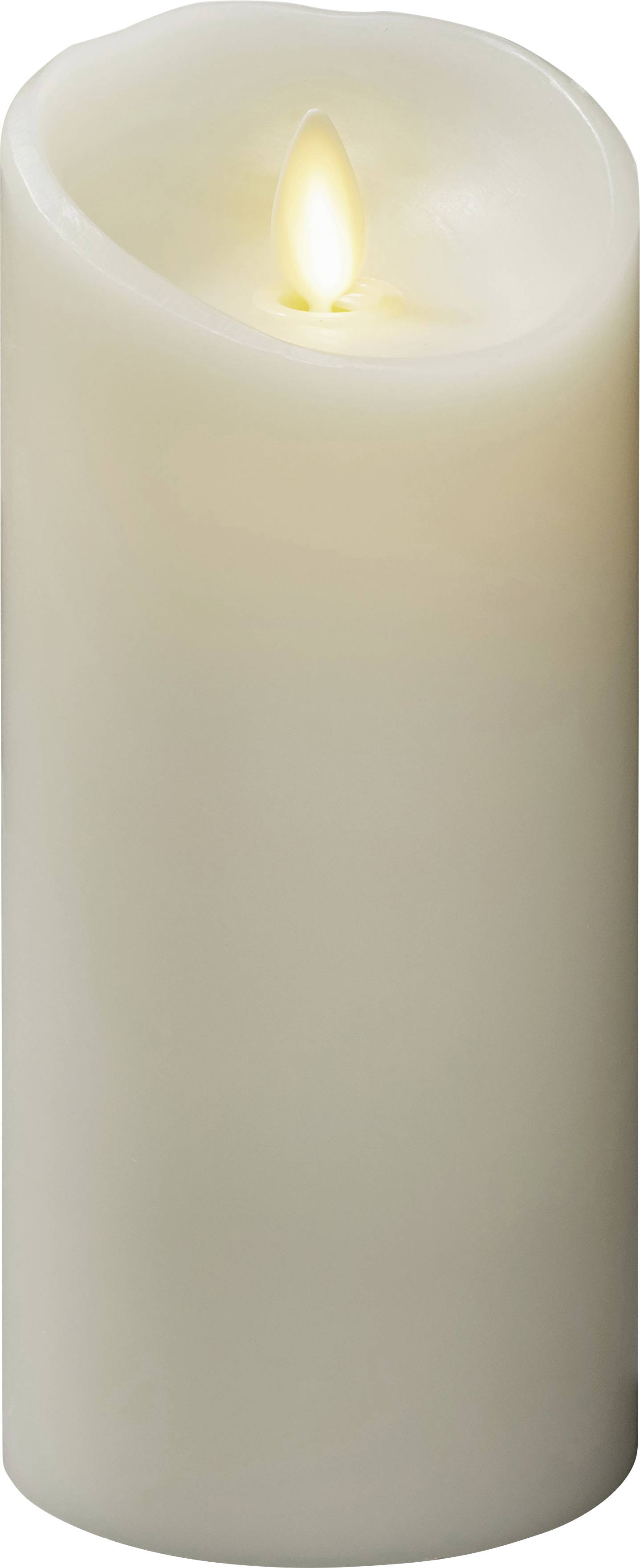 Biała świeca z migoczącym płomieniem, która rozsiewa delikatne światło.