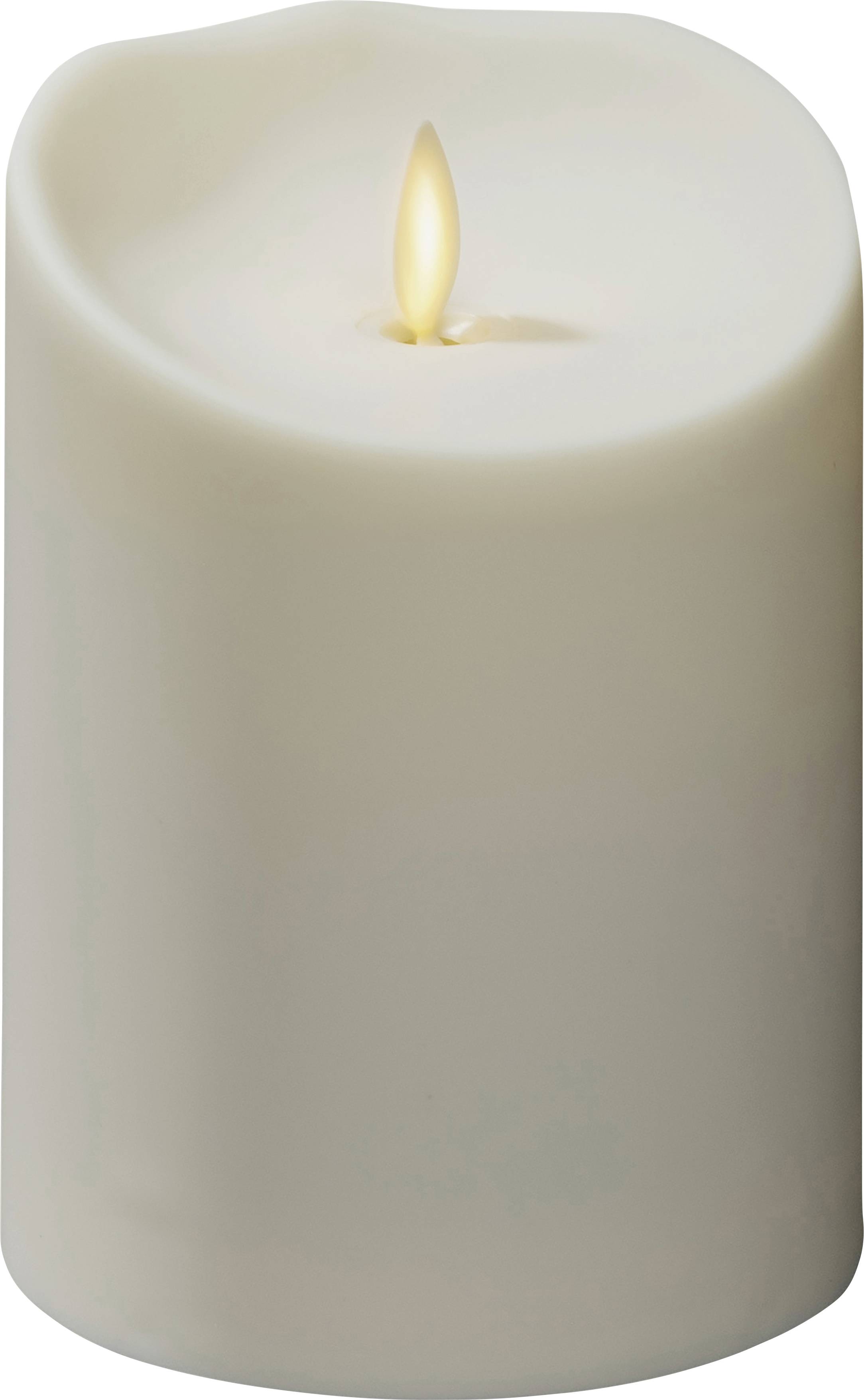 Biała świeca z migoczącym płomieniem.
