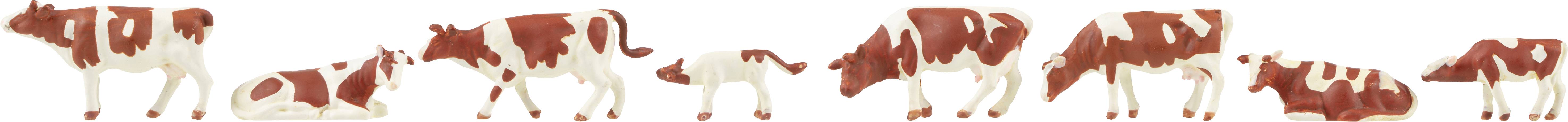 Корови Faller H0, плямисто-коричневого кольору, стоять, лежать