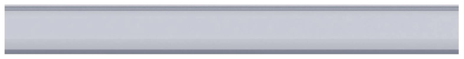 Szara metalowa listwa, prostokątna i ułożona poziomo.