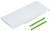 Biała, prostokątna pokrywa z dwoma zielonymi listwami obok, prawdopodobnie do instalacji technicznych.
