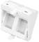 Biały, prostokątny moduł z tworzywa sztucznego z dwoma przegrodami, prawdopodobnie przeznaczony do mocowania lub przechowywania złączy lub przewodów.