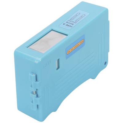 Niebieskie, prostokątne urządzenie elektroniczne z małym wyświetlaczem i przyciskami. Prawdopodobnie narzędzie kontrolne lub diagnostyczne.