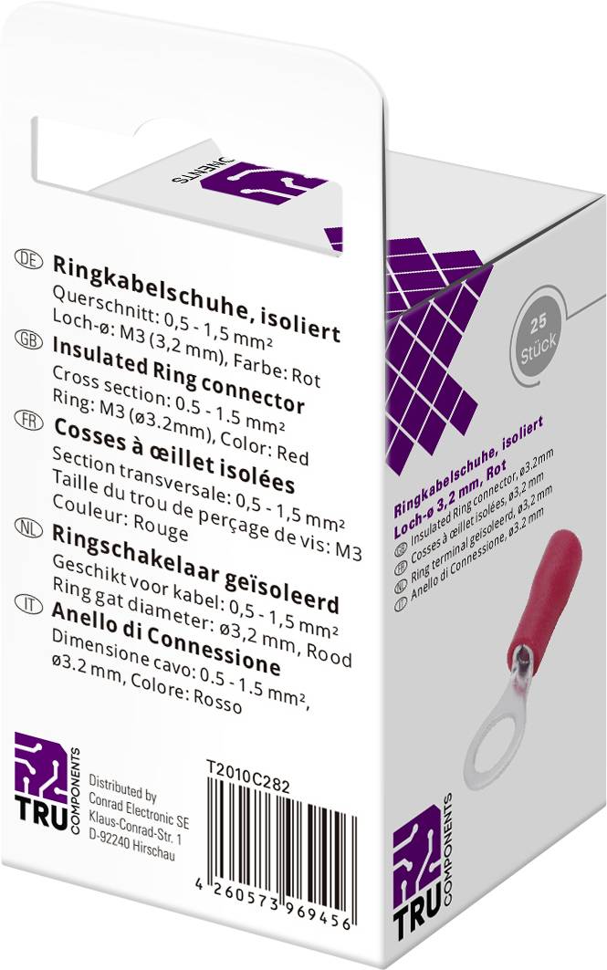 Кільцеві клеми TRU COMPONENTS T2010C282, 25 шт.