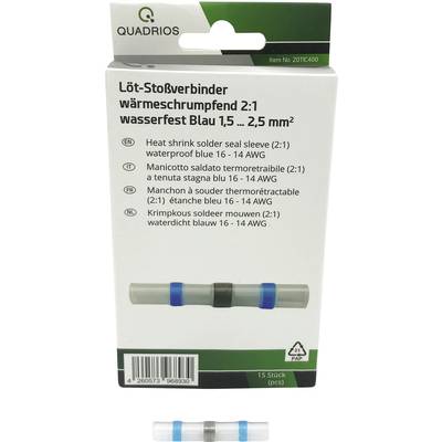 Quadrios Złączki termokurczliwe, wodoszczelne, niebieskie, 1,5–2,5 mm², 15 sztuk
