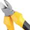 Obcinaczki boczne z uchwytem w kolorze żółto-czarnym, odpowiednie do cięcia drutu lub kabli.