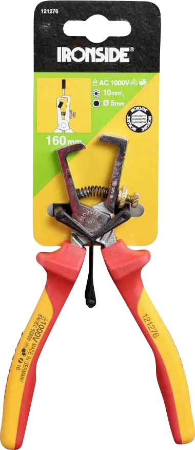 Szczypce Zange von Ironside z uchwytami w kolorze żółto-czerwonym o specyfikacji 160 mm długości, maksymalnie 10 mm średnicy i 3 mm grubości.