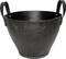 Czarny wiadro wykonane z przetworzonej gumy, wyposażone w dwa uchwyty, o kształcie stożkowatym. Często wykorzystywane w pracach ogrodowych lub do przechowywania.