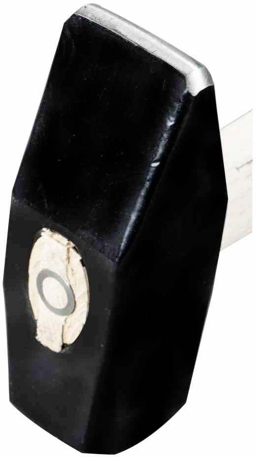 Czarny młot wyburzeniowy z srebrnymi krawędziami i uszkodzonym naklejką. Nadaje się do ciężkich prac.