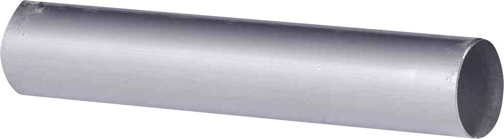 Srebrna metalowa rura o gładkiej powierzchni. Jest cylindryczna i równomiernie okrągła, odpowiednia do zastosowań w konstruktorstwie lub transporcie.