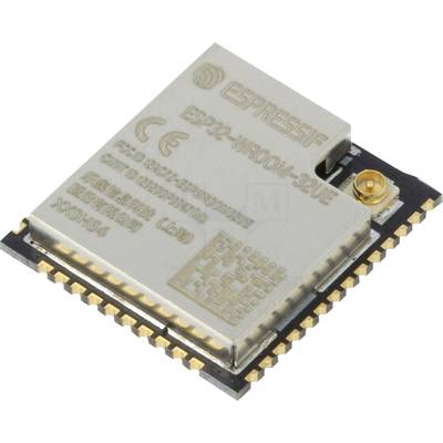 Moduł ESP32 firmy Espressif z pinami przyłączeniowymi od spodu. Odpowiedni do zastosowań w mikrokontrolerah i projektach IoT.