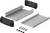 Srebrno-czarna obudowa elektroniczna w zestawie, składająca się z dwóch szyn bocznych, płyty wierzchniej, stopek montażowych i śrub.
