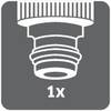 '1x': Symetryczny obraz gwintu; możliwa reprezentacja elementu lub narzędzia w instrukcji montażu.