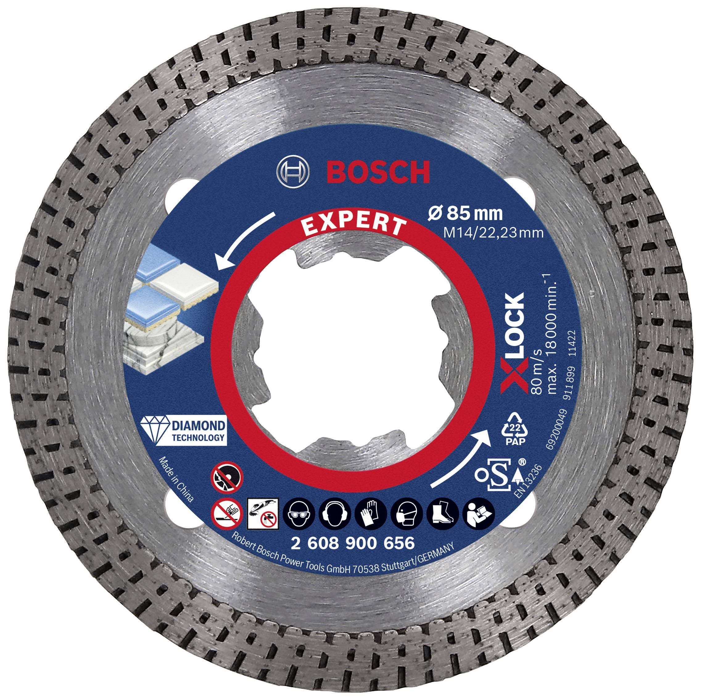 Аксесуари Bosch 2608900656 EXPERT HardCeramic X-LOCK Алмазний відрізний диск Діаметр 85 мм Діаметр отвору 22,23 мм камінь, бетон, 