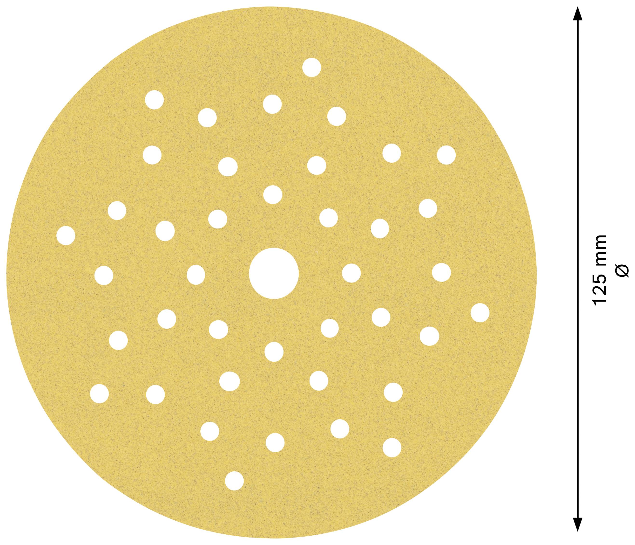 Okrągła tarcza szlifierska z wieloma małymi otworami, średnica 125 mm.