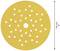 Okrągły papier ścierny z wieloma otworami, o średnicy 125 mm, w kolorze żółtym.