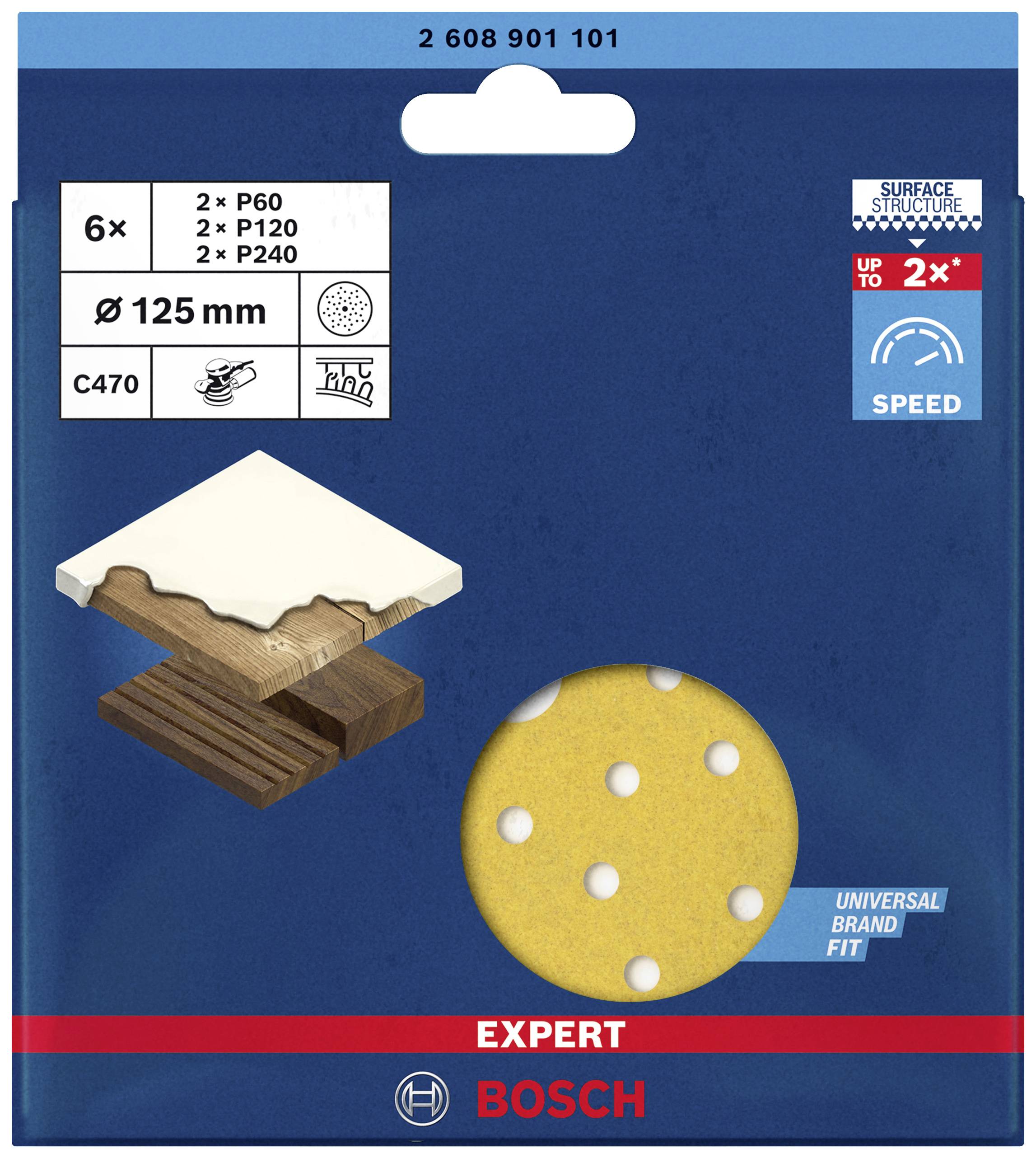 Набір ексцентрикових наждачних паперів Bosch Accessories EXPERT C470 2608901101 6 предм.