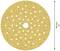 Żółta, okrągła tarcza szlifierska z licznymi małymi otworami i centralnym dużym otworem, o średnicy 150 mm, przeznaczona do użycia w szlifierkach.