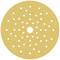 Okrągła tarcza szlifierska z wzorem otworów, odpowiednia do użycia z szlifierkami. Posiada szorstką, przypominającą piasek powierzchnię.