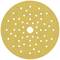 Okrągła, żółta tarcza ścierna z wieloma otworami równomiernie rozmieszczonymi na jej powierzchni.