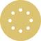 Okrągła tarcza ścierna z ośmioma otworami na beżowym podłożu ściernym, stosowana do obróbki powierzchni. Idealna do użytku w szlifierkach.