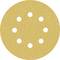Okrągła tarcza szlifierska w kolorze piasku z ośmioma równomiernie rozmieszczonymi otworami.