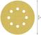 Okrągły arkusz papieru ściernego z dziesięcioma otworami, o średnicy 125 mm.