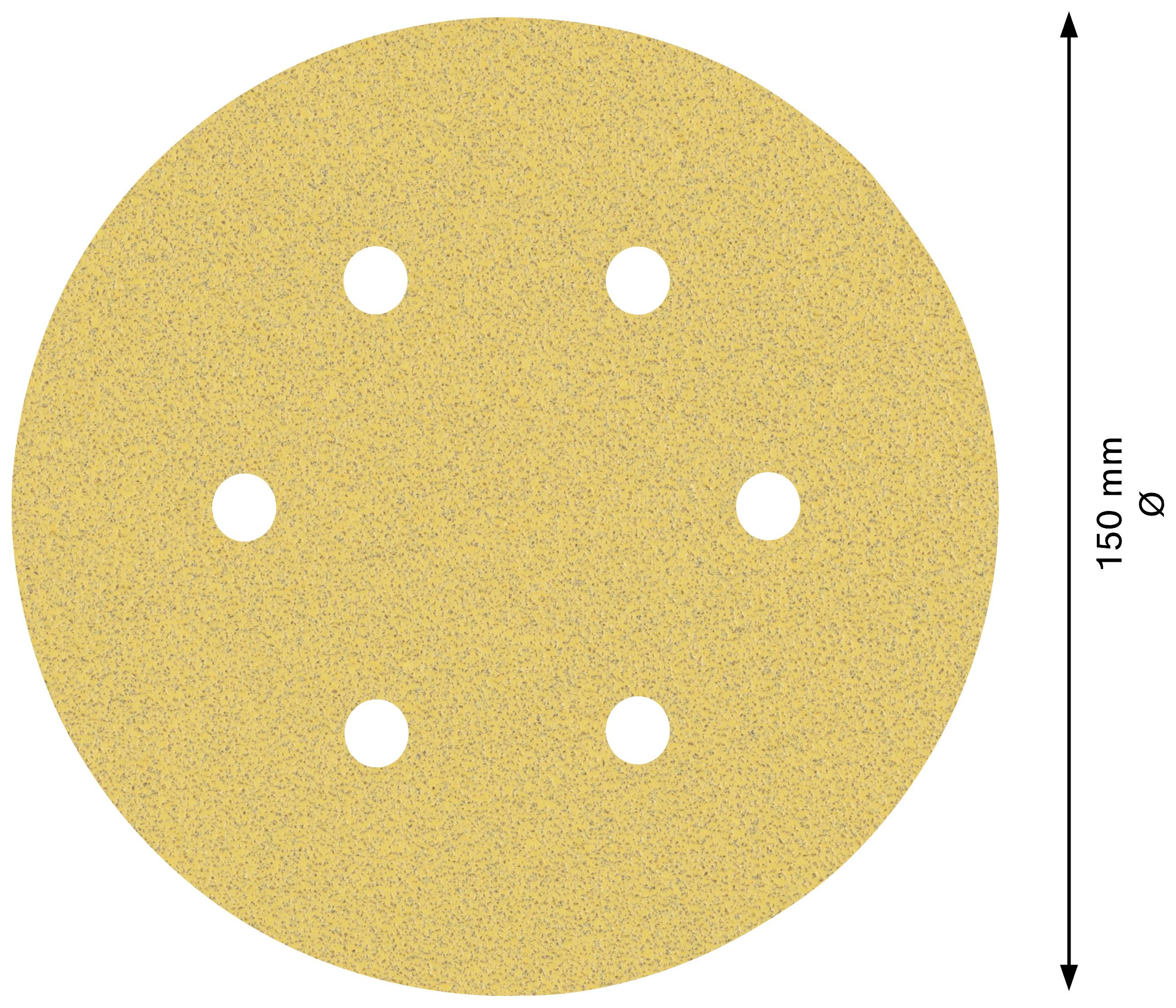 Okrągła tarcza szlifierska z 6 otworami o średnicy 150 mm.