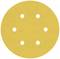 Żółta, okrągła tarcza szlifierska z sześcioma równomiernie rozmieszczonymi otworami. Odpowiednia do szlifierek i wygładzania powierzchni.