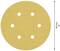 Tarcza szlifierska z sześcioma otworami, średnica 150 mm, złoty materiał.