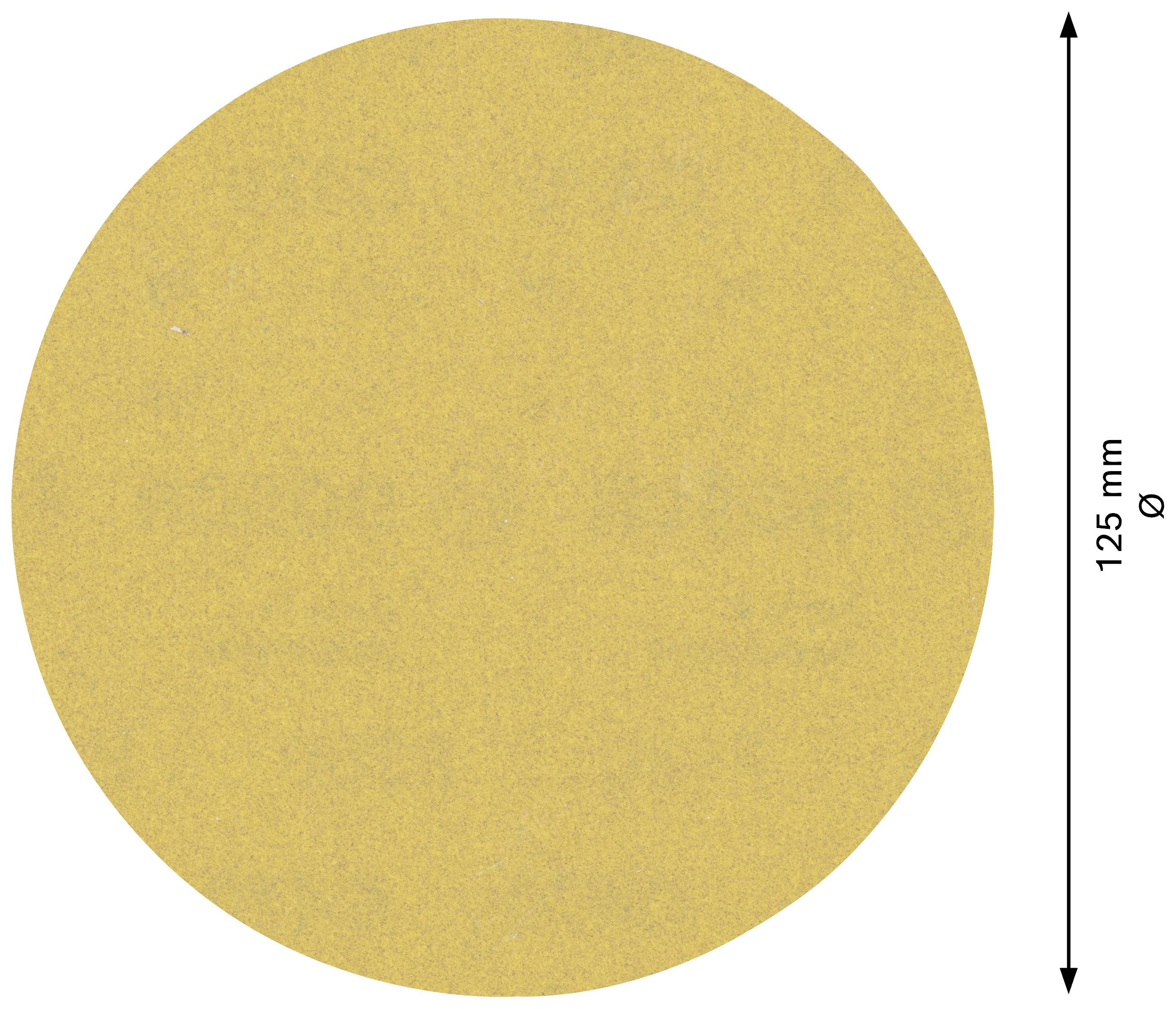 Beżowy okrąg o średnicy 125 mm.