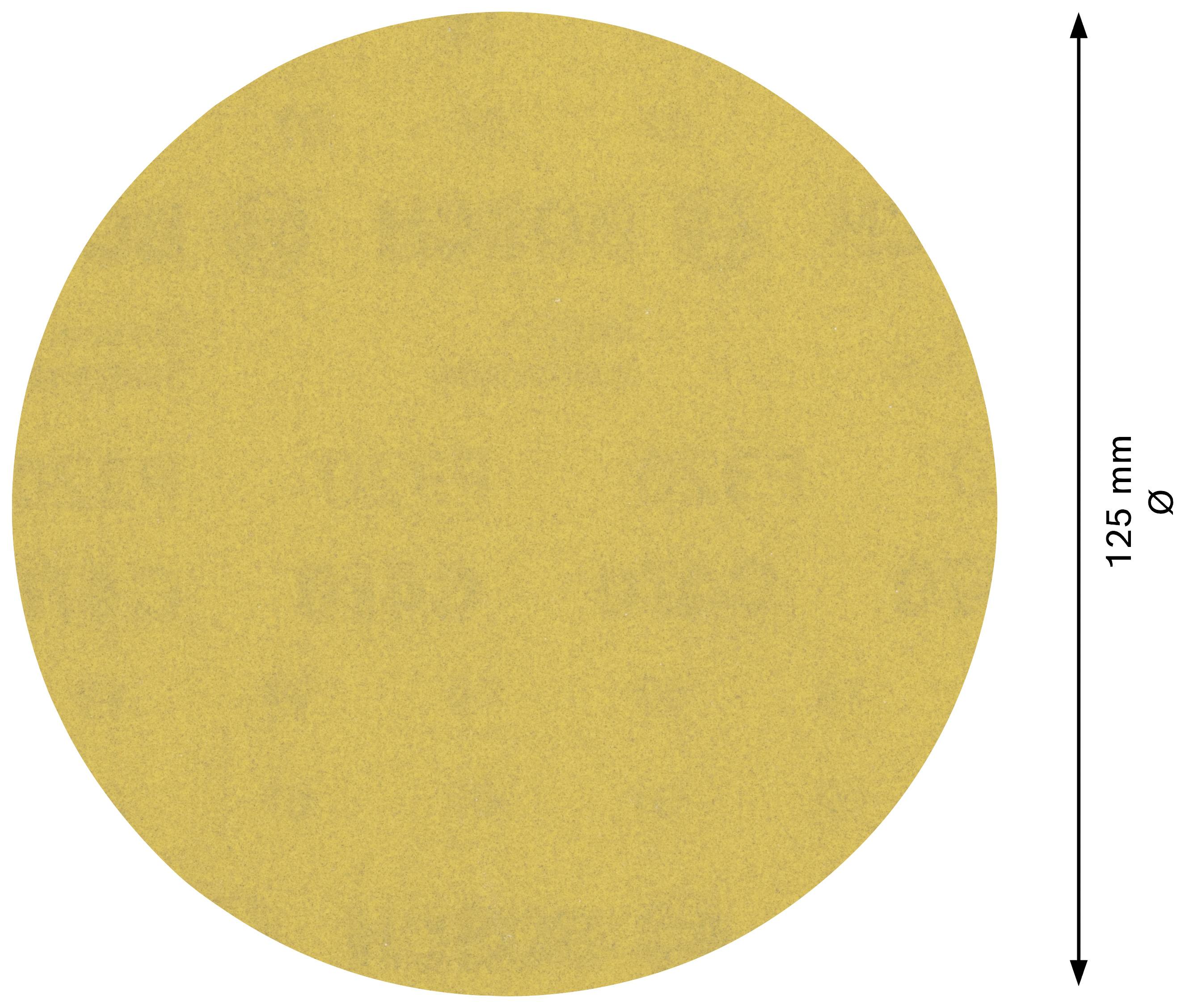 Żółty okrąg o średnicy 125 mm, przedstawiony ze strzałką wymiarową wskazującą wielkość.